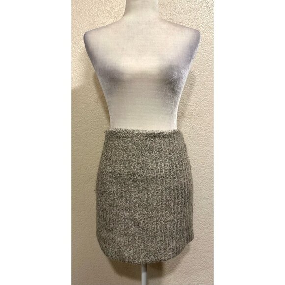 Becoming Wool Blend Made Korea Grey Textured Mini Skirt - Picture 1 of 5